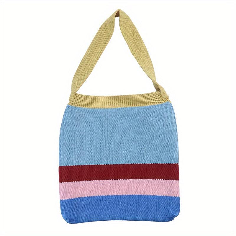 Rainbow Patchwork Shoulder Tote Bag For Women