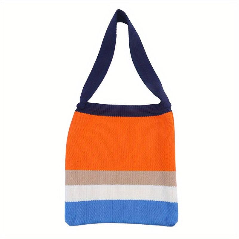 Rainbow Patchwork Shoulder Tote Bag For Women
