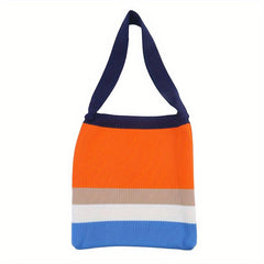 Rainbow Patchwork Shoulder Tote Bag For Women
