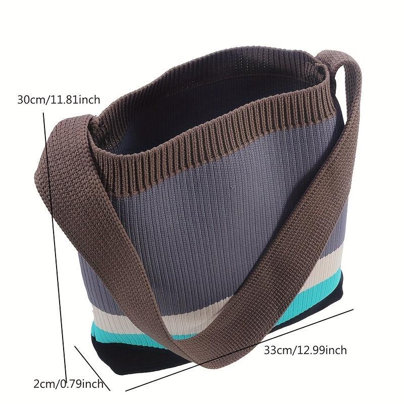 Rainbow Patchwork Shoulder Tote Bag For Women