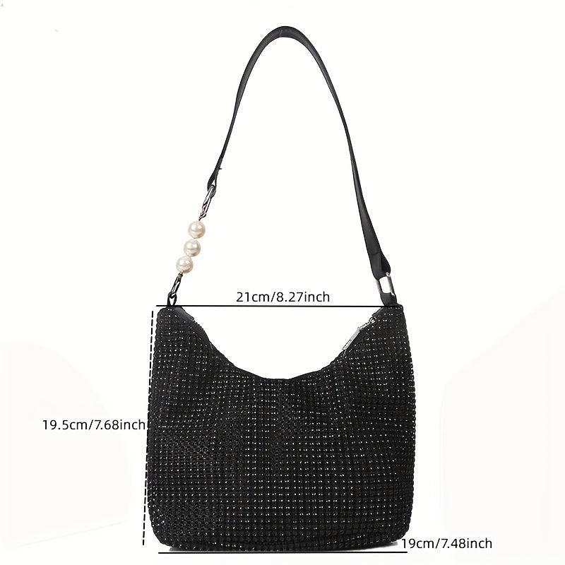 Glitter Rhinestone Hobo Bag Women's Stylish Handbag & Purse