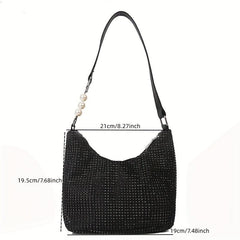 Glitter Rhinestone Hobo Bag Women's Stylish Handbag & Purse