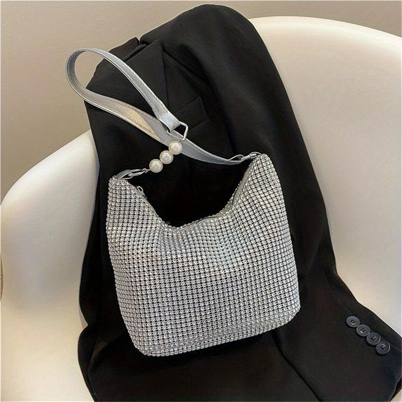 Glitter Rhinestone Hobo Bag Women's Stylish Handbag & Purse