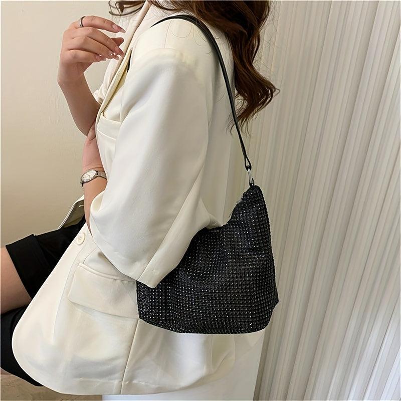 Glitter Rhinestone Hobo Bag Women's Stylish Handbag & Purse
