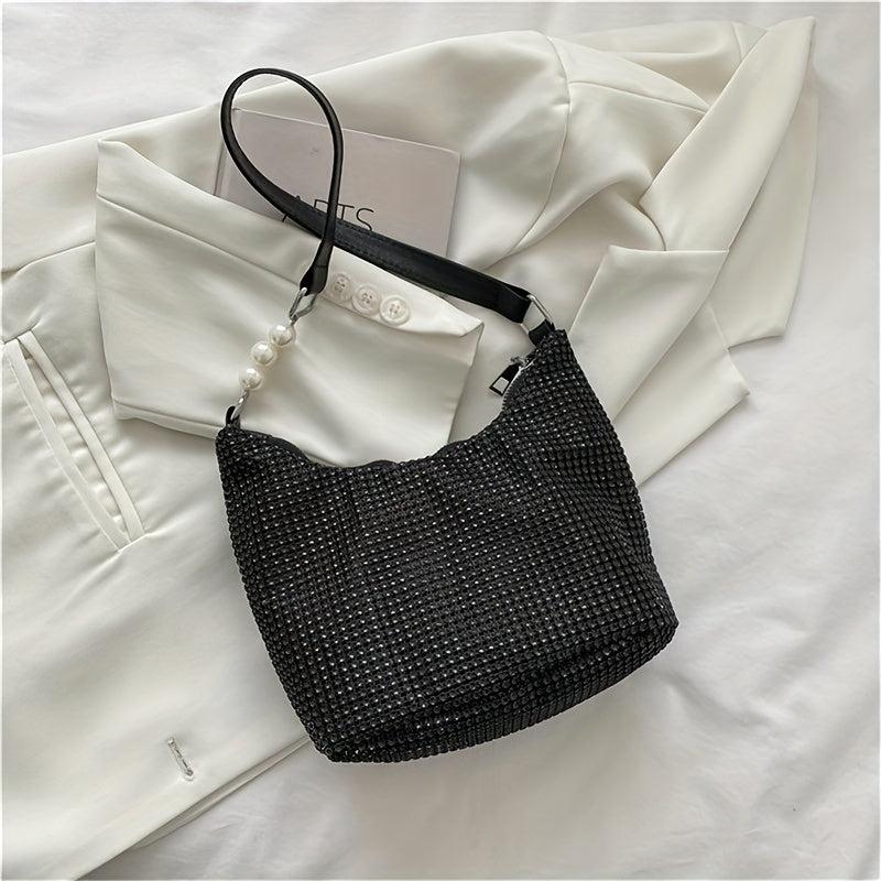 Glitter Rhinestone Hobo Bag Women's Stylish Handbag & Purse
