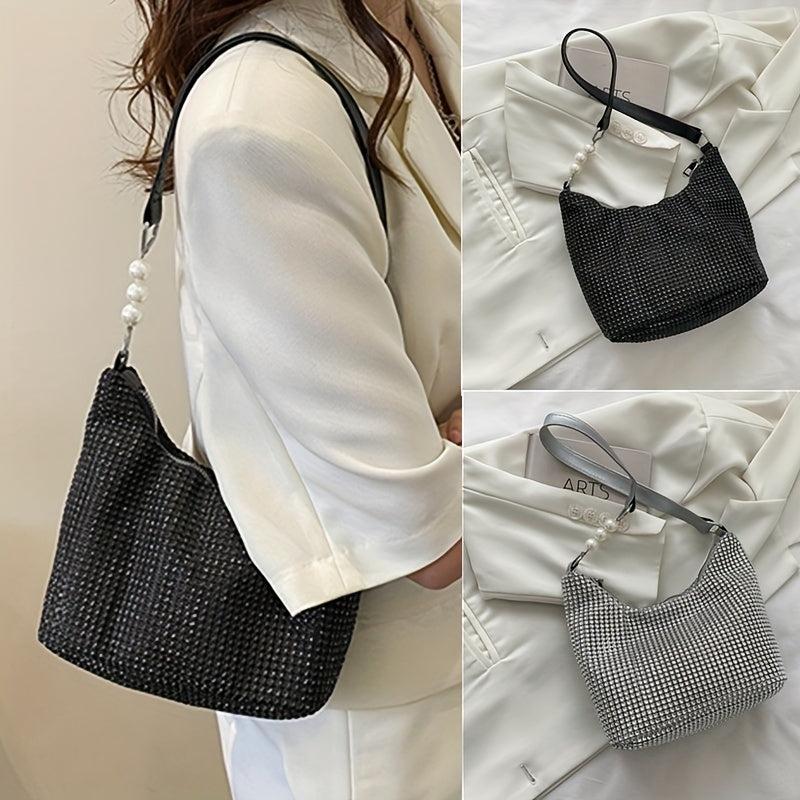 Glitter Rhinestone Hobo Bag Women's Stylish Handbag & Purse