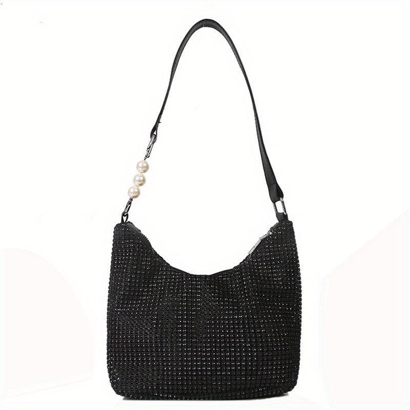 Glitter Rhinestone Hobo Bag Women's Stylish Handbag & Purse