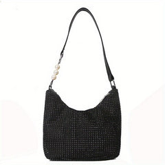 Glitter Rhinestone Hobo Bag Women's Stylish Handbag & Purse