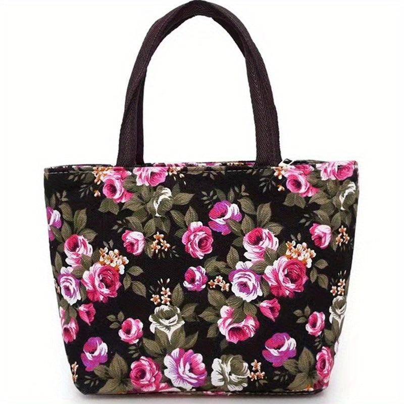 Floral Pattern Canvas Handbags Shoulder Bag For Women