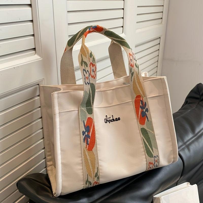 Flower Pattern Tote Bag Crossbody Handbag & Shoulder Purse