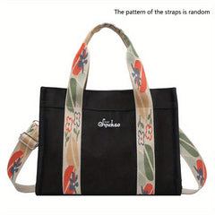 Flower Pattern Tote Bag Crossbody Handbag & Shoulder Purse