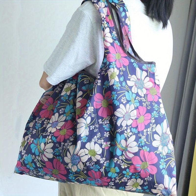 Random Pattern Foldable Tote Bag Lightweight Durable Shoulder Bag
