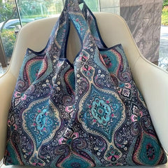 Random Pattern Foldable Tote Bag Lightweight Durable Shoulder Bag