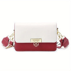 Colorblock Square Shoulder Bag Wide Strap Crossbody Bag