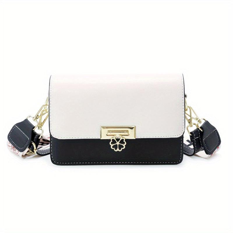 Colorblock Square Shoulder Bag Wide Strap Crossbody Bag
