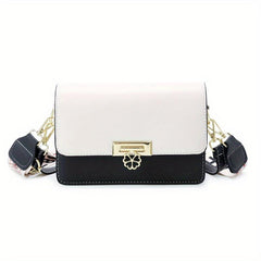 Colorblock Square Shoulder Bag Wide Strap Crossbody Bag