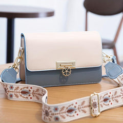 Colorblock Square Shoulder Bag Wide Strap Crossbody Bag