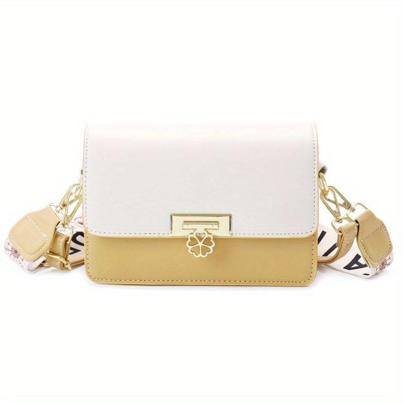 Colorblock Square Shoulder Bag Wide Strap Crossbody Bag