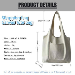 Flower Letter Print Shoulder Bag Canvas Tote Large Capacity