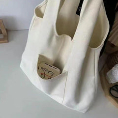 Flower Letter Print Shoulder Bag Canvas Tote Large Capacity