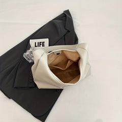 Large Capacity Hobo Bag For Women Solid PU Leather Tote Bag