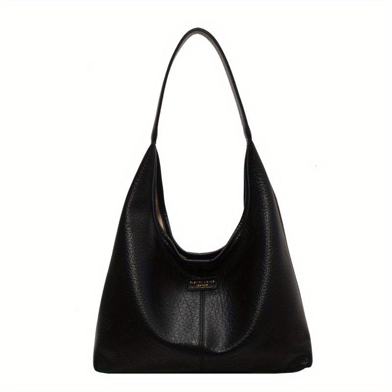 Large Capacity Hobo Bag For Women Solid PU Leather Tote Bag