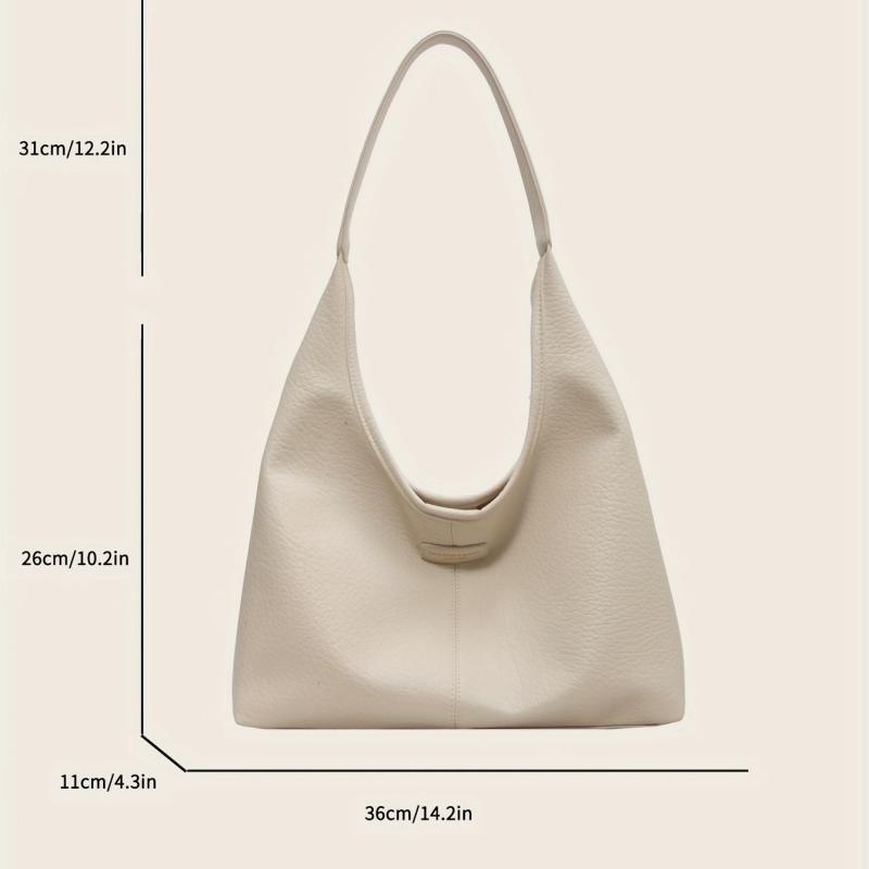 Large Capacity Hobo Bag For Women Solid PU Leather Tote Bag