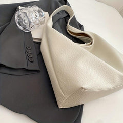 Large Capacity Hobo Bag For Women Solid PU Leather Tote Bag