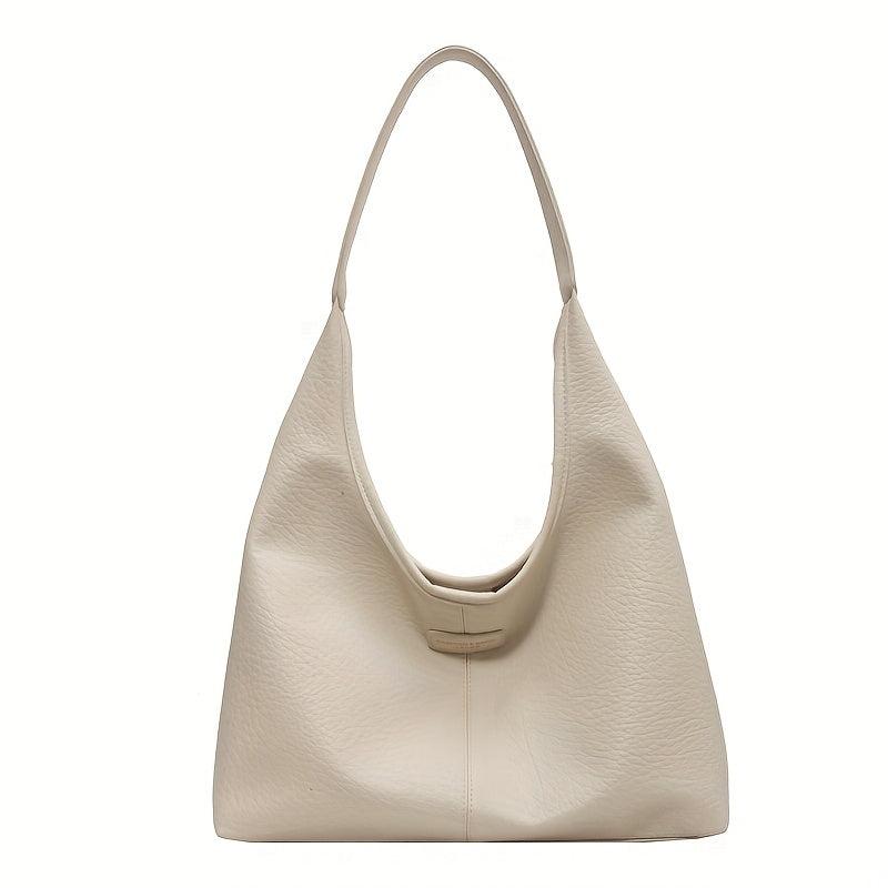 Large Capacity Hobo Bag For Women Solid PU Leather Tote Bag