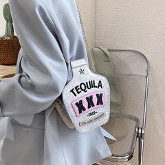Sequined Bottle Shaped Shoulder Bag Chain Crossbody Mini Purse