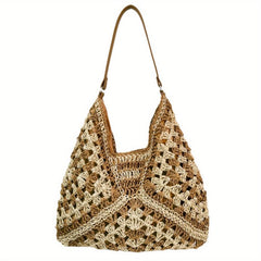 Vintage Straw Woven Hobo Bag Retro Hollow Out Shoulder Bag