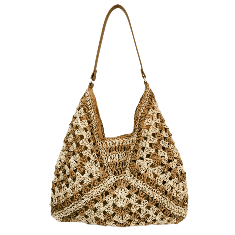 Vintage Straw Woven Hobo Bag Retro Hollow Out Shoulder Bag