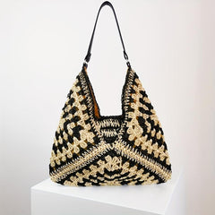 Vintage Straw Woven Hobo Bag Retro Hollow Out Shoulder Bag