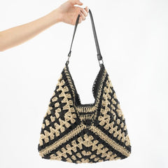 Vintage Straw Woven Hobo Bag Retro Hollow Out Shoulder Bag