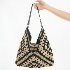 Vintage Straw Woven Hobo Bag Retro Hollow Out Shoulder Bag