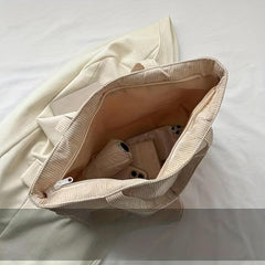 Casual Solid Tote Bag All Match Shoulder Bag With Mini Round Purse