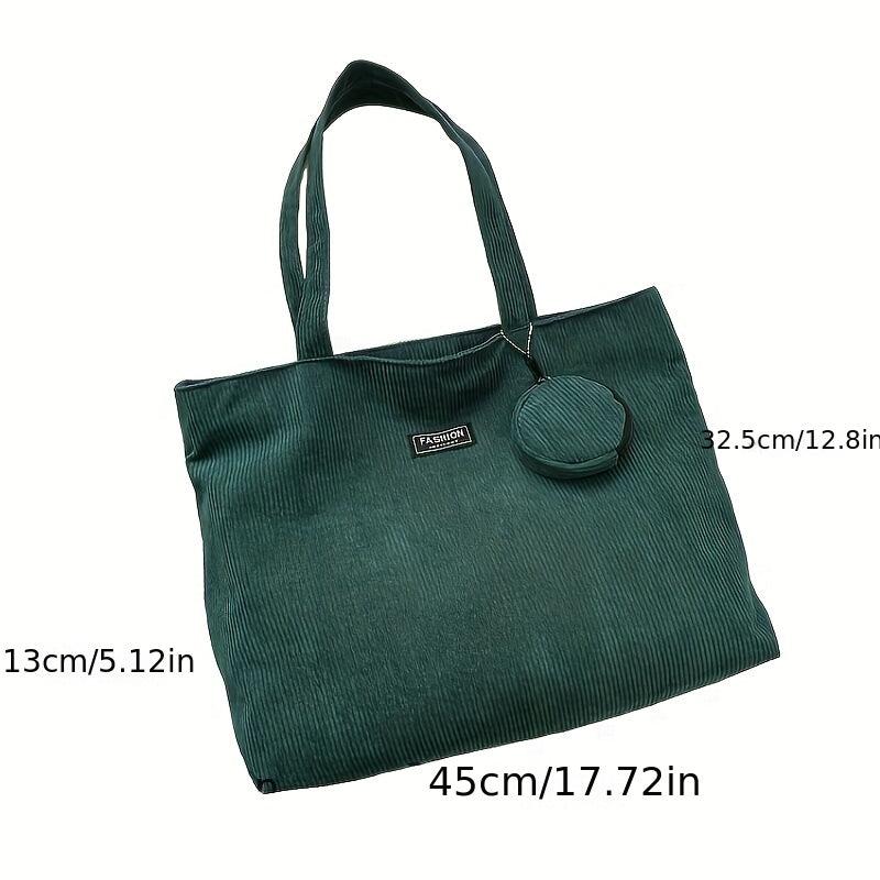Casual Solid Tote Bag All Match Shoulder Bag With Mini Round Purse