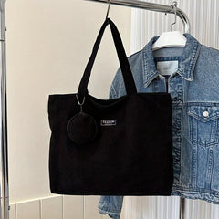 Casual Solid Tote Bag All Match Shoulder Bag With Mini Round Purse