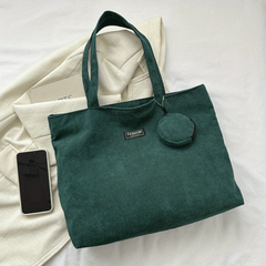 Casual Solid Tote Bag All Match Shoulder Bag With Mini Round Purse