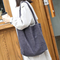 Corduroy Shoulder Bags Soft Reusable Handbags Large Capacity