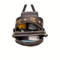 Women's Mini Crossbody Bag Metal Decor Phone Bag Faux Leather Zipper Purse