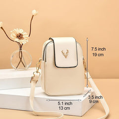 Women's Mini Crossbody Bag Metal Decor Phone Bag Faux Leather Zipper Purse