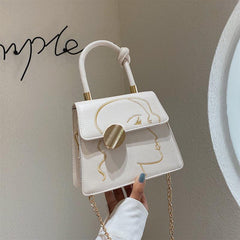 Emroidery Detail Flap Handbag Metal Decor Shoulder Purse