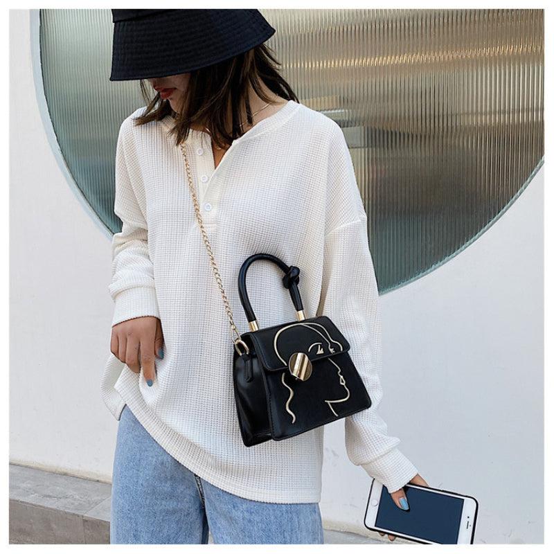 Emroidery Detail Flap Handbag Metal Decor Shoulder Purse