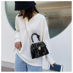 Emroidery Detail Flap Handbag Metal Decor Shoulder Purse
