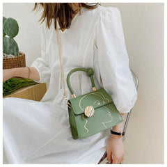 Emroidery Detail Flap Handbag Metal Decor Shoulder Purse