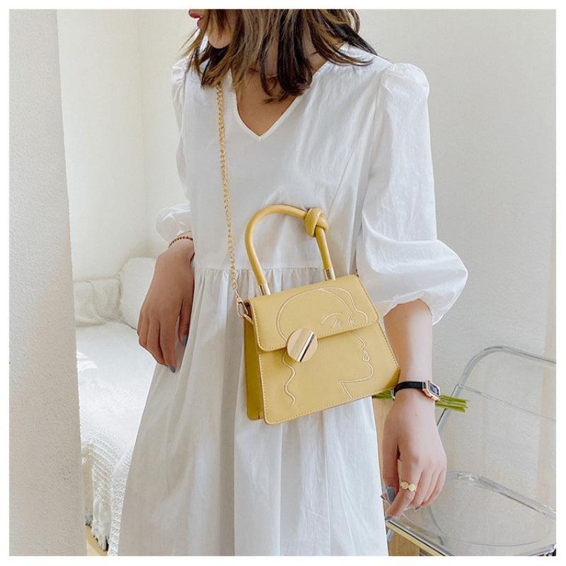 Emroidery Detail Flap Handbag Metal Decor Shoulder Purse