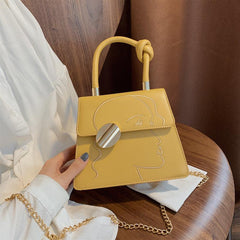 Emroidery Detail Flap Handbag Metal Decor Shoulder Purse