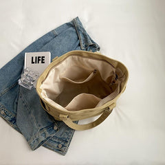 Large Capacity Canvas Tote Bag with Pockets and Zipper