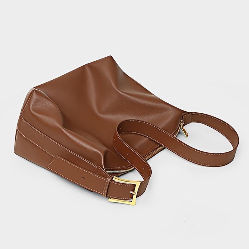 Minimalist Zipper Hobo Bag Vintage Solid Shoulder Bag Large Capacity